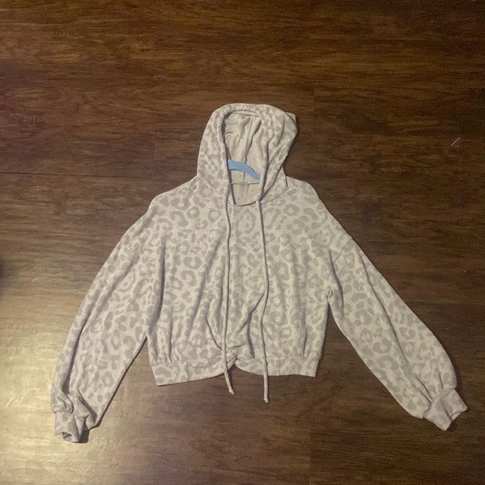 Soft gray cheetah print sweater